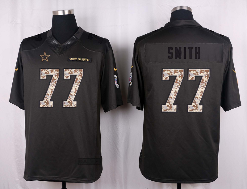 Dallas Cowboys 77 Smith 2016 Nike Anthracite Salute to Service Limited Jersey